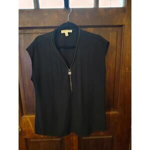 Michael Kors Black Gold Zipper Locket Design Top Size Large